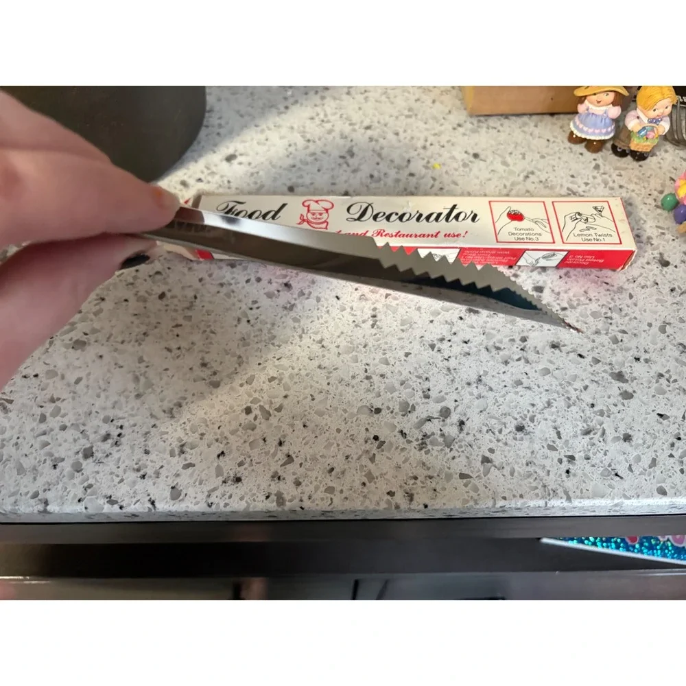 Vintage Food Decorator Knife Serrated Blade‎ Stainless Steel for Garnishes